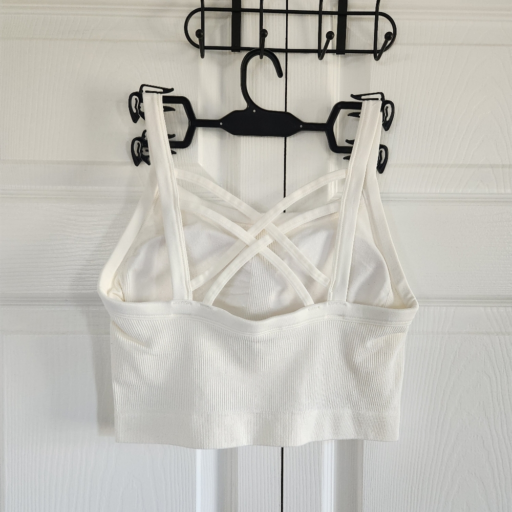 Jockey Bra Crop Top Crossback White NWT athleisure ribbed - Picture 2 of 13